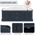 thumbnail image 4 of 42.7" Storage Bench, Entryway Bench with Adjustable Shelves, Shoe Cabinet with Adjustable Shelf, 4 Doors and Removable Cushion for Entryway, Hallway, Living Room, Antique Navy, 4 of 7