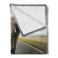 thumbnail image 2 of Animal Soft Flannel Fleece Throw Blanket, Wild Animal Mammal with Massive Ears Patrolling on Highway Conceptual Art, Cozy Plush for Indoor and Outdoor Use, 50" x 70", Black Cocoa Grey, by Ambesonne, 2 of 5