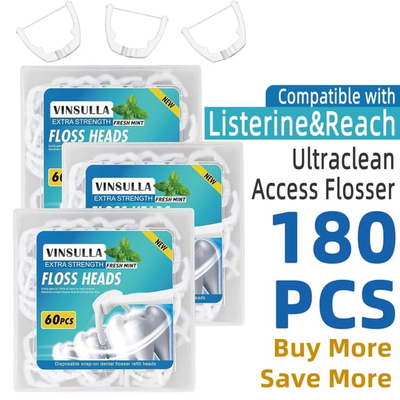 VINSULLA Ultraclean Access Flosser Refill Heads Disposable Mint Floss Heads Mint 180 Count
