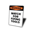 thumbnail image 4 of Warning: Watch for Flying Tools, Hilarious Garage Sign, Funny, Handyman Aluminum Metal Decor Sign - 4x18 inches, 4 of 4