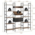 thumbnail image 3 of Bookshelf, Triple Wide 5 Tier Industrial Bookshelf Display Shelves, Modern Large Tall Open Bookshelf with Drawer Metal Frame for Home Office Living Room Bedroom Retail Display, 3 of 13