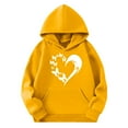 thumbnail image 4 of Thetops Big Girls Hoodie 9T - Yellow Heart Butterfly Print, Kangaroo Pocket, Machine Washable & Durable, 4 of 4