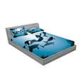 thumbnail image 2 of Underwater Fitted Sheet & Pillow Sham Set, Mermaid and Dolphins Underwater View Travel Diving Fin Sea Life, Decorative Printed 6 Piece Bedding Decor Set, King, Blue Black Petrol Blue, by Ambesonne, 2 of 3