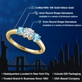 thumbnail image 2 of Gem Stone King 10K Yellow Gold White Moissanite and Swiss Blue Topaz Engagement Ring for Women | 1.21 Cttw | Round 5MM | Gemstone Birthstone | Size 6, 2 of 7