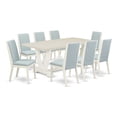thumbnail image 2 of East West Furniture V-Style 9-piece Wood Dining Room Table Set in Linen White, 2 of 10
