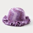thumbnail image 2 of Women Crochet Bucket Hat Cute Winter Ruffled Brim Floppy Cap Handmade Knit Cloche Hats, 2 of 5