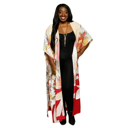 Xehar Women's Plus Size Casual Fashion Long Floral Kimono Cardigan ...