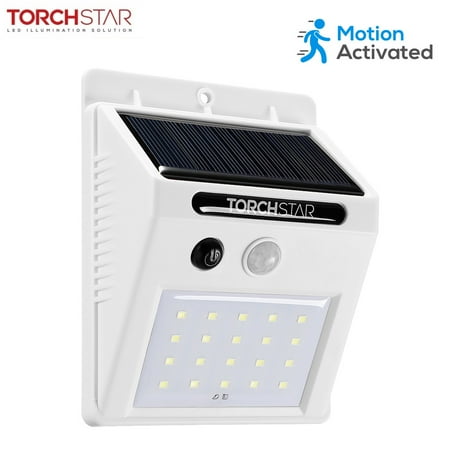 TORCHSTAR 20 LED 320LM Solar Powered Motion Sensor Lights, Wireless Outdoor Wall Lighting, White