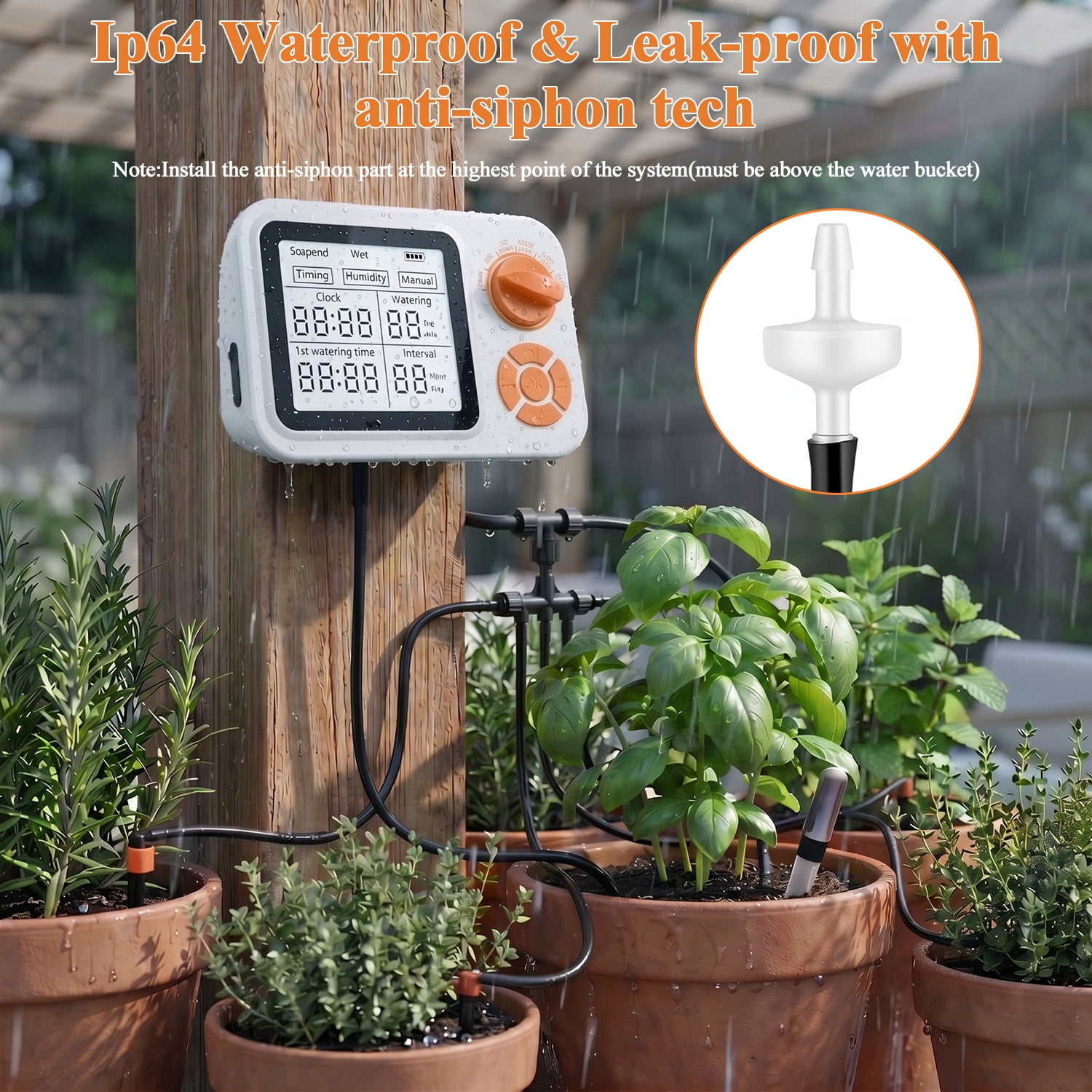 MJIAexp Automatic Drip Irrigation Kit with Smart Humidity Detection and Programmable Water Timer, Auto Plant Waterer Plant Watering Devices Indoor Self Watering System for 15 Potted Plant
