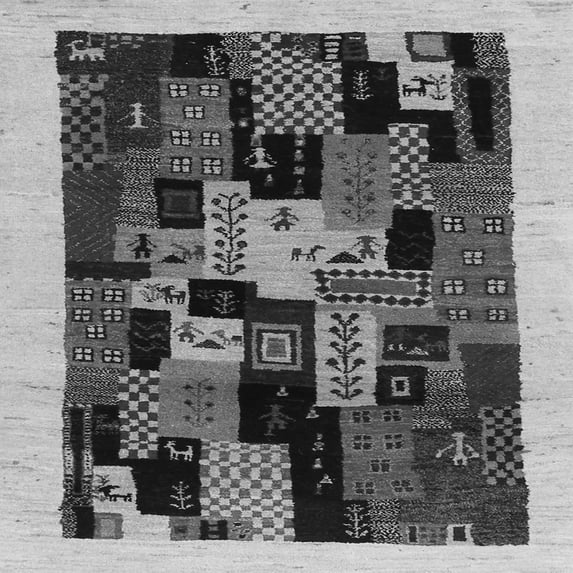 Ahgly Company Indoor Square Abstract Gray Contemporary Area Rugs, 3' Square