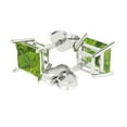 thumbnail image 2 of Clara Pucci 3Ct Natural Peridot Princess Cut VVS1 Push Back Stud 14k Solid hypoallergenic Gold Designer Earrings For August, 2 of 7