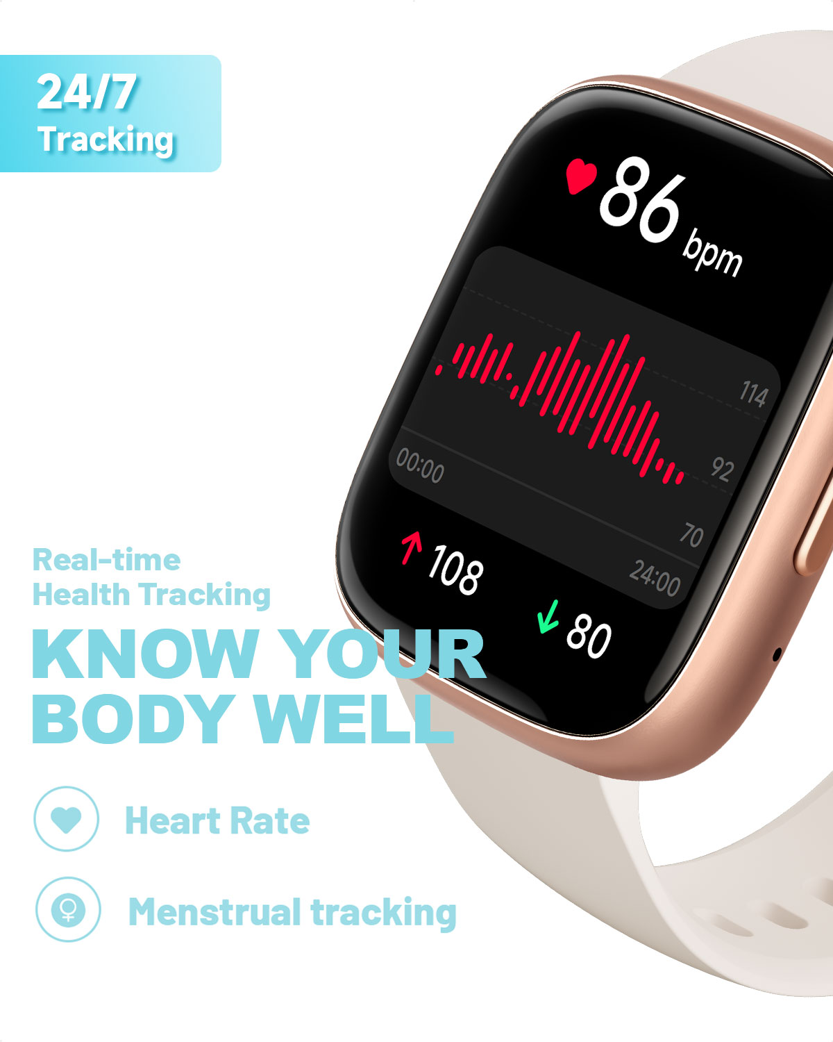 TOOBUR Smart Watch for Women, 1.83" Fitness Tracker Watch with Step Tracker/Pedometer/Sleep, IP68 Waterproof Smartwatch Calls Compatible iOS Android Beige