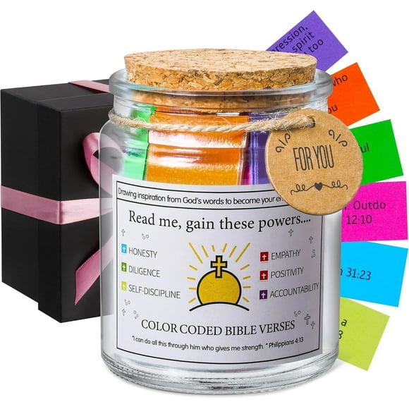 Pot de Verset Biblique, Cadeaux Chrétiens pour Femmes, Cadeaux pour Maman, Pâques, Anniversaire, Cadeau de Collation des Grades pour Elle, Pot d'Espérance de Prière avec un Nœud Ruban de 48 Pouces.