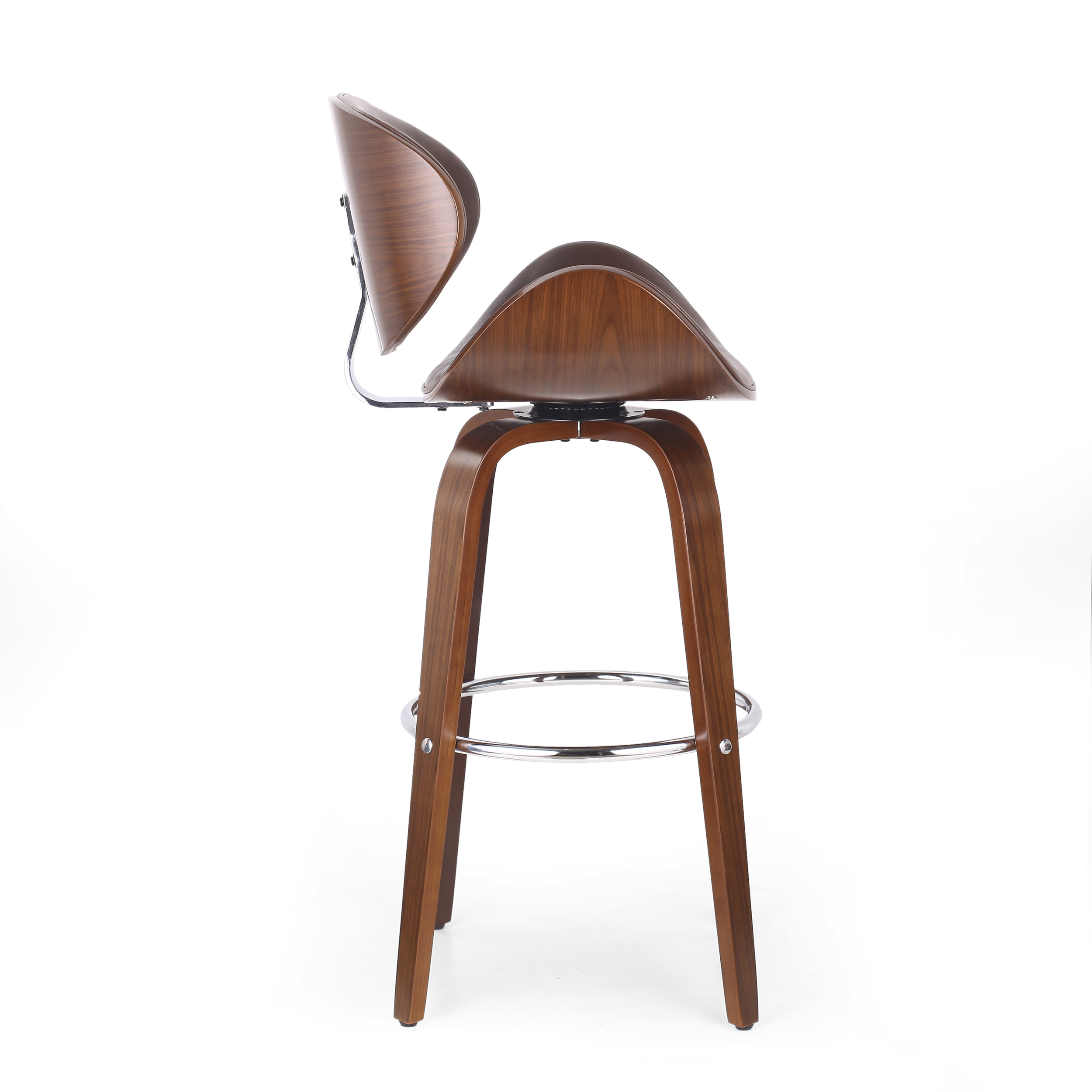 Christopher Knight Home Cordele Dark Brown and Walnut Upholstered Swivel Barstool