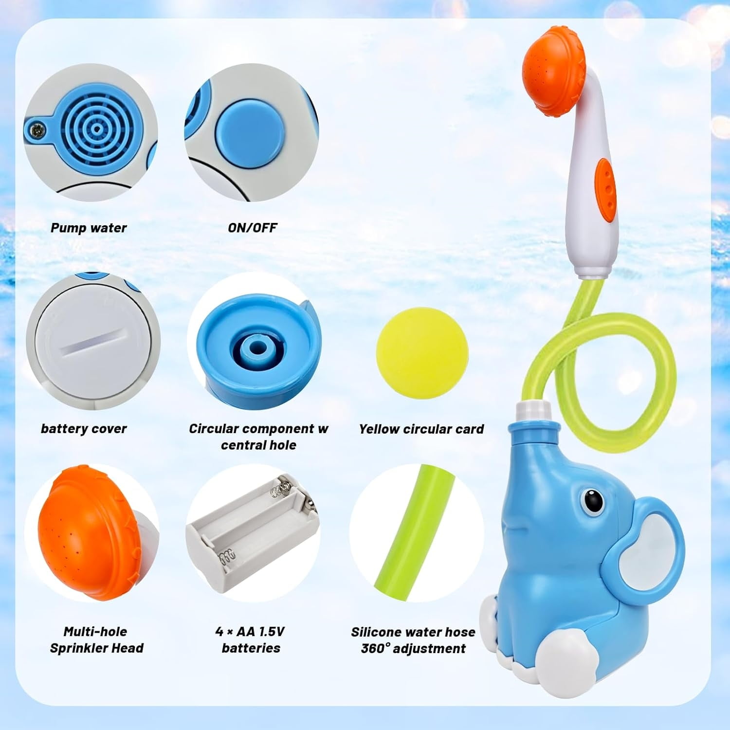 Water Table Pump, Battery Powered Water Pump for Water Table, Fun Summer Outdoor Water Toy, Easy Operation Outside Beach Water Play Table Toy Accessories for Toddlers Kids with Function Water Hoses