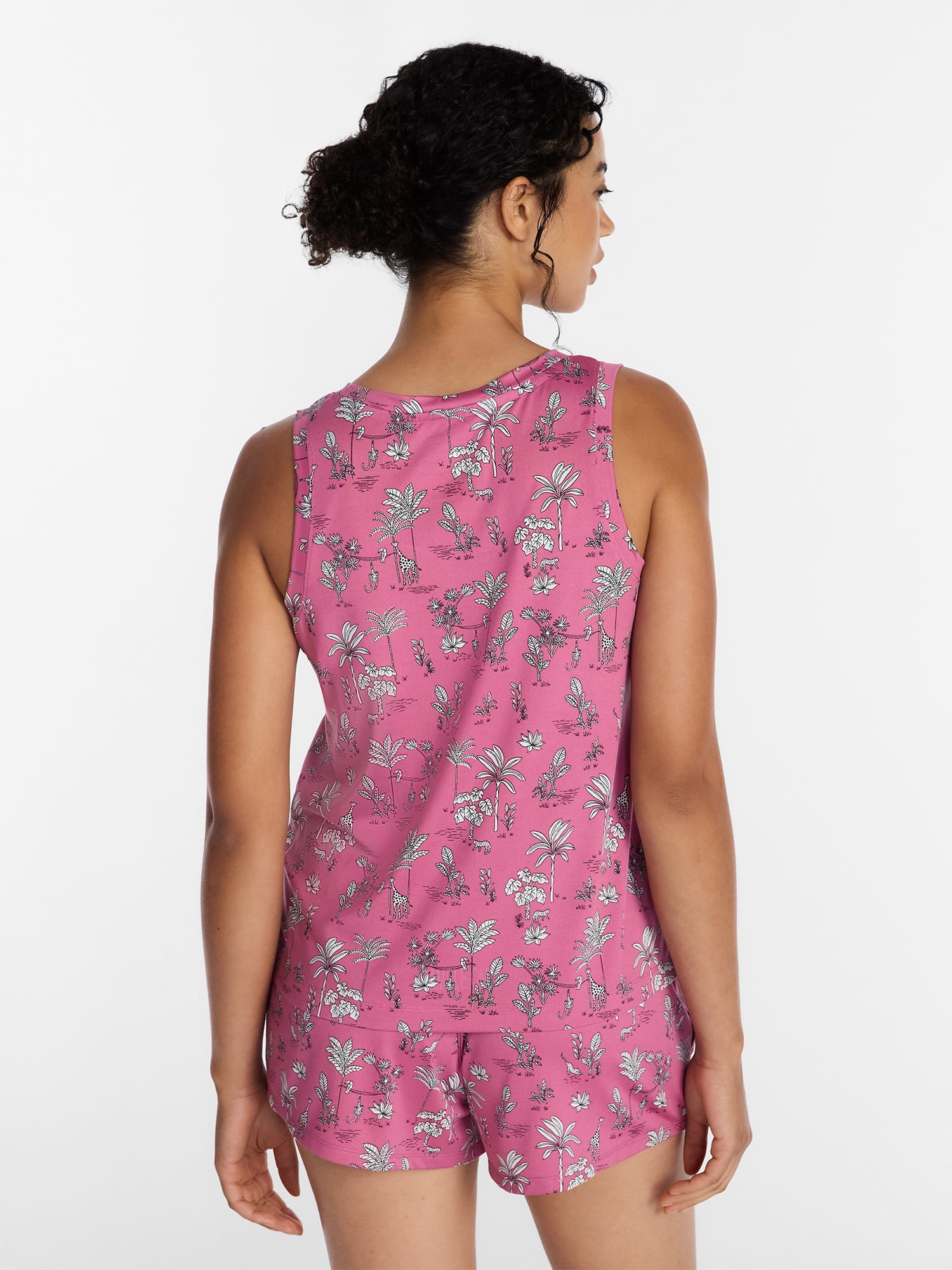 Joyspun Women's Tank Top and Shorts Pajama Set, 2-Piece, Sizes XS-3X
