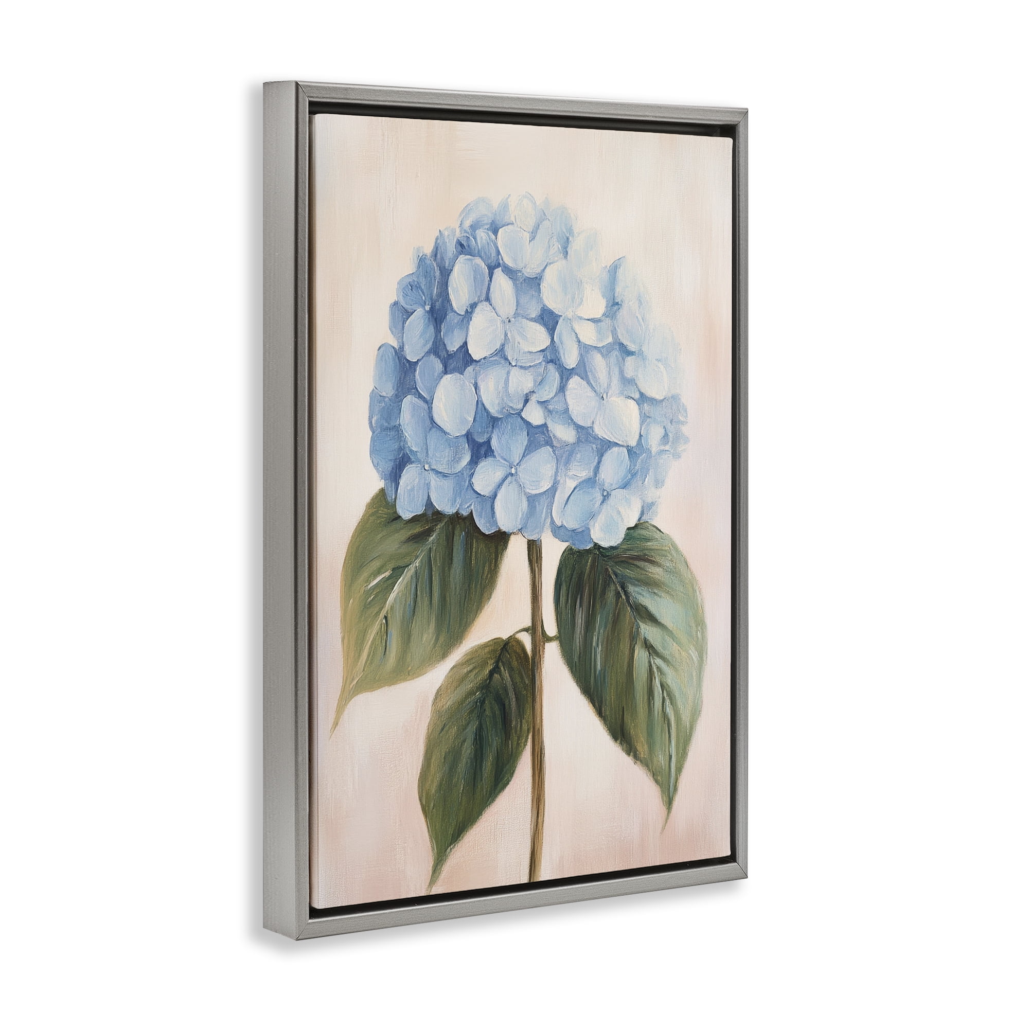 Stupell Industries Baby Blue Hydrangea Gray Framed Floater Canvas Wall Art, design by Petal Prints Design