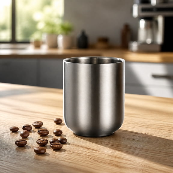 Double Wall Insulated Stainless Steel Tumbler, 10 oz Compact Travel Mug for Coffee Tea and Cold Drinks, Sweat-Proof Metal Cup for Home Office Camping, Reusable Unbreakable Drinkware