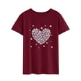 thumbnail image 3 of Xuanfei Women Heart Shaped Daisy Print Round Neck Short Sleeve T-Shirt, 3 of 6