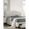 thumbnail image 3 of Queen Bed Frame: Light Brown Burlap Fabric, Button-Tufted Arch Headboard, Storage Drawer, Modern Bedroom Furniture. No Box Spring Needed., 3 of 6
