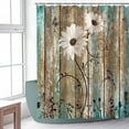 thumbnail image 2 of Rustic Shower Curtain Floral Barnwood Fabric Farmhouse Bath Curtain 12 Hooks Old Wooden Garage Door American Country Farm Style 72 Inch Shower Curtain, 2 of 6