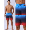 thumbnail image 4 of DARING DIVA Men's Gradient Color Drawstring Elastic Waist Lining Swimming Trunks 30 Navy Blue, 4 of 6