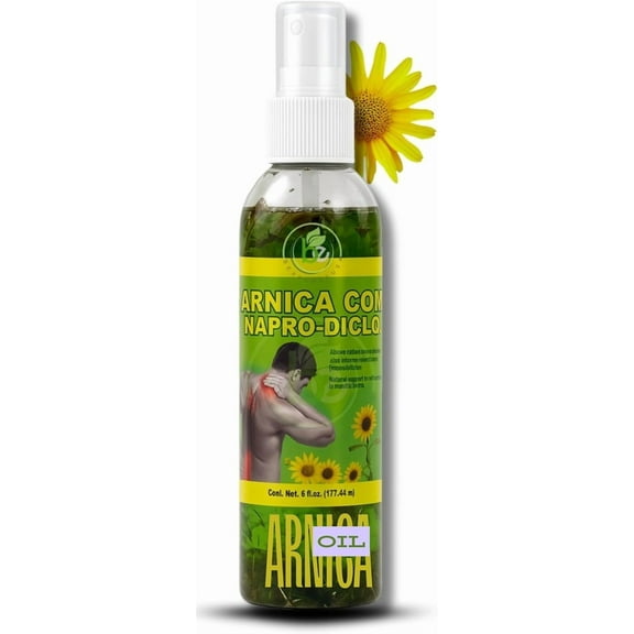 Arnica Sore Muscle Massage Oil(Aceite) – 6 fl oz – Natural Concentrated Body Oil for Muscles, Joints & Massage Therapy – Fast-Absorbing – Fresh Herbal Aroma – Soothing Relief – Daily Use Solution