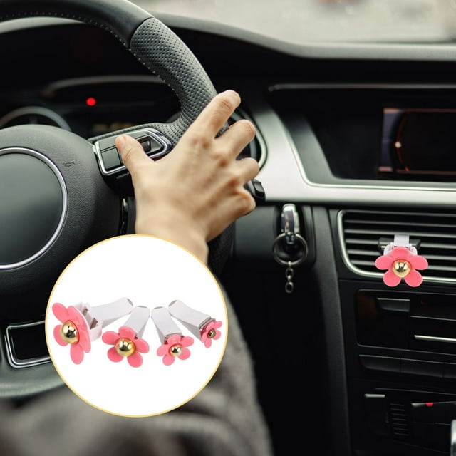 OUNONA 4Pcs Air Freshener Car Cute Pink Plastic Car Vent Clips Vehicle Interior Decor Air Purification