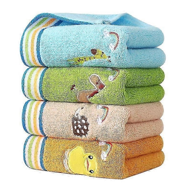 Soft Cotton Baby Children Face Washer Hand Towels Bath Towels Set (4Packs,27x50cm) Washing Bath Shower Wipe Nursing Towel Multi Color Kids Towel