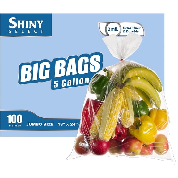 [ Pack of 100 ] 5 Gallon Bucket Liner Bags for Marinating and Brining - 2 MILL THICK- BPA FREE - ''18x24'' - Poly Bags, Food Grade, BPA Free, X-Large BIG Bags for Food Storage, Freezer, Meat,