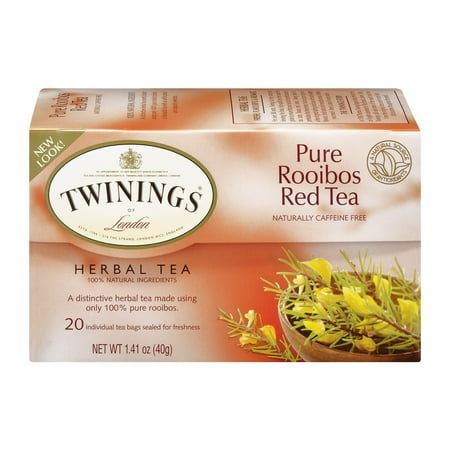 (4 Boxes) Twinings of London Pure Rooibos Red Herbal 20 ct Tea Bags 1.41 oz