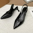 thumbnail image 5 of XIMIN Women's Pumps Slingback Heels Pointed Toe Sling Back Kitten Heels Fashion Low Heel Metallic Slingback Pumps Bride Dresses Wedding Shoes Casual (7, Black), 5 of 7