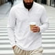 thumbnail image 1 of pstuiky camisetas de manga larga para hombre, Camisa informal de sarga de color liso con cuello alto y bolsillos abotonados para hombre top de hombre l, 1 of 9