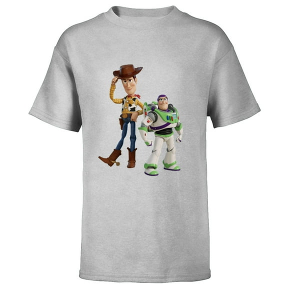 Disney Pixar Toy Story 4 Woody and Buzz Lightyear T-Shirt - Short Sleeve T-Shirt for Kids - Customized-Athletic Heather