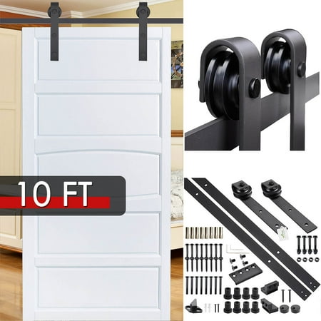 Yescom 10' Carbon Steel Sliding Barn Wood Door Hardware Kit Rail Set Single