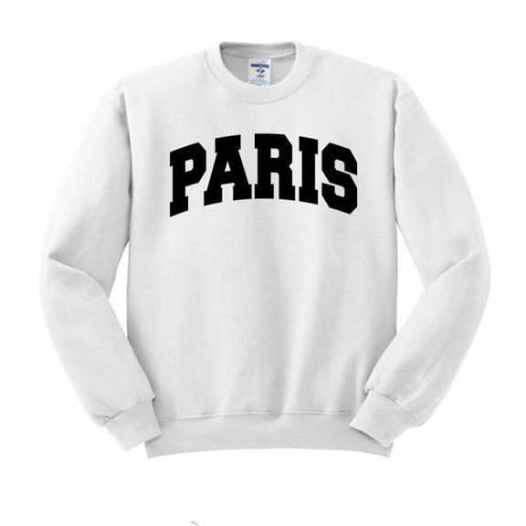Paris College Style Sweatshirt Unisex Large White