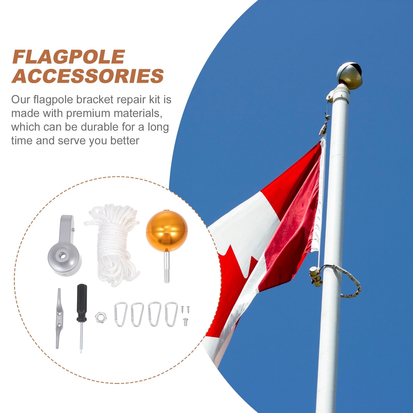 1 set of outdoor flag pole accessories flagpole pulley truck simple