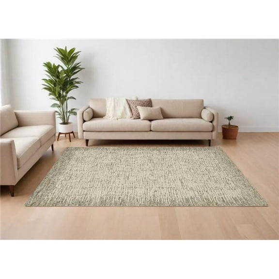 HomeRoots 553394 8 x 12 ft. Wool Abstract Rectangle Area Rug - Ivory, Brown & Gray
