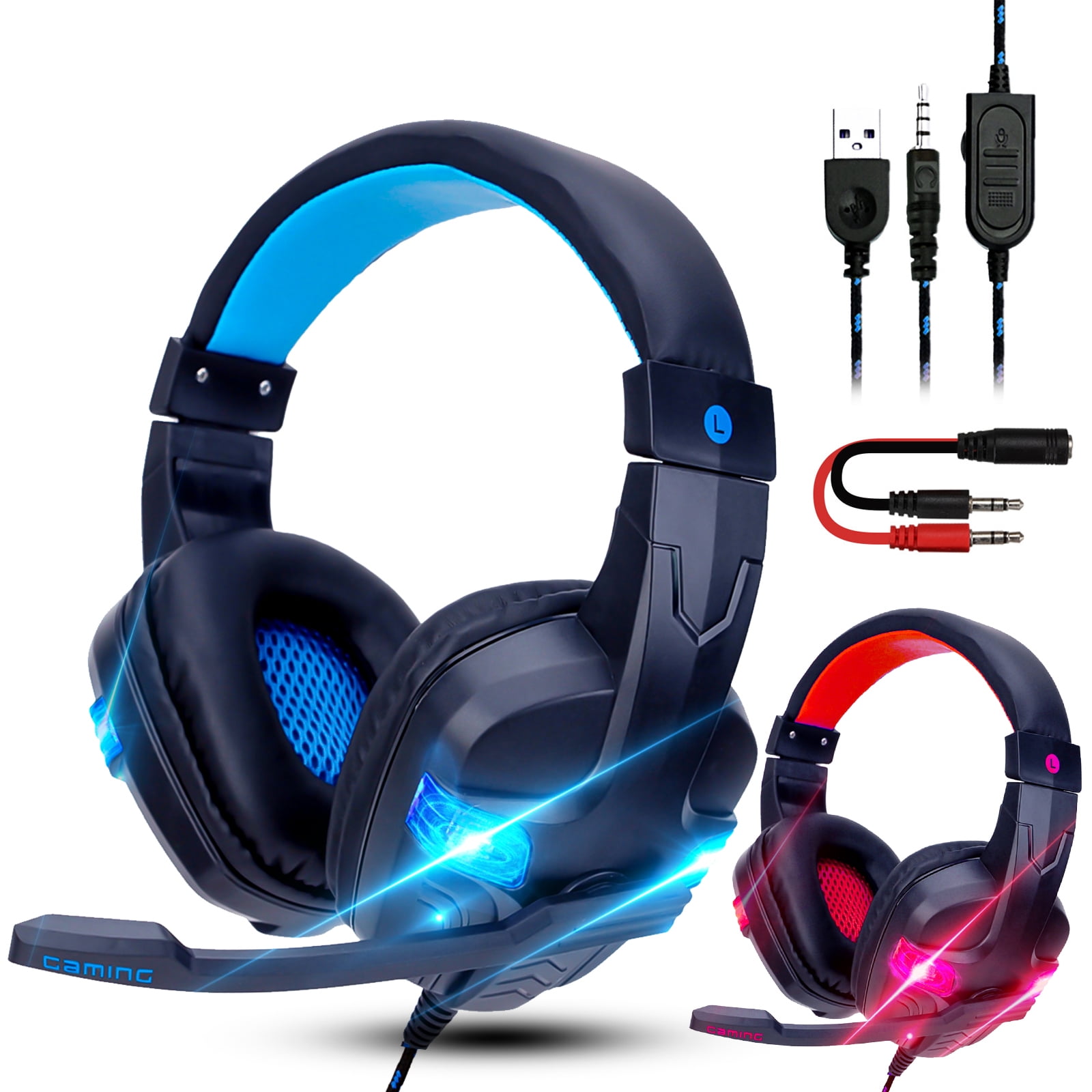 .5mm gaming headset mic led headphones surround for pc mac laptop ps4 xbox one .5mm gaming headset mic led headphones surround for pc mac laptop ps4 xbox one