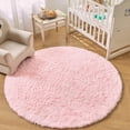 thumbnail image 3 of Pink Round Rug,Fuzzy Plush Carpets,Super Fluffy Circle Rugs for Baby Nursery Bedroom,Soft Shaggy Rug for Girls Home Decor,Cute Carpet for Dorm,4*4 ft, 3 of 9