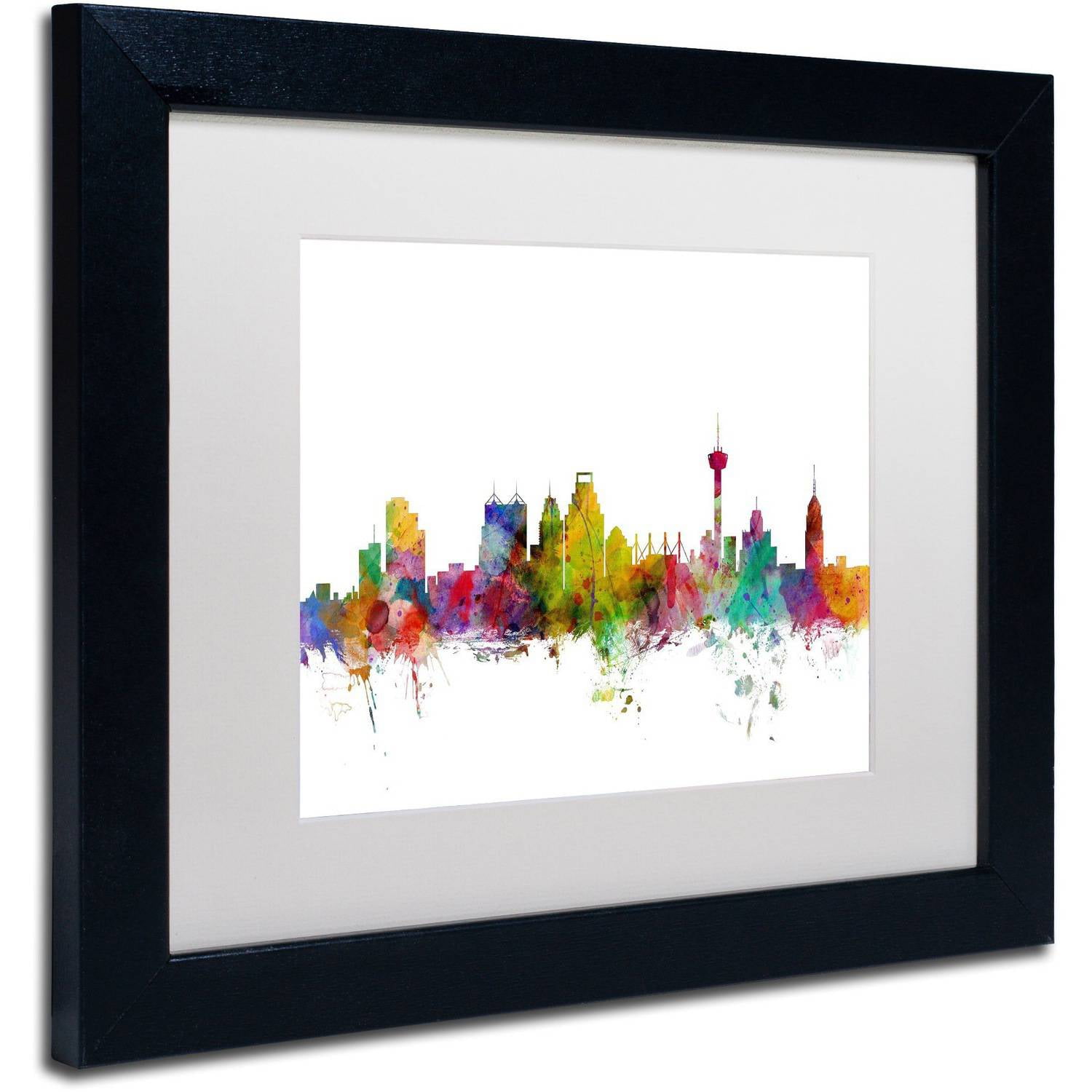 Trademark Fine Art 'San Antonio Texas Skyline' Canvas Art by Michael Tompsett, White Matte, Black Frame