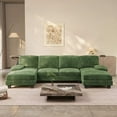thumbnail image 7 of Homall U Shaped Sectional Sofa with Soft Corduroy Sofa Couch with Double Chaise for Apartments,Living Room, Corduroy Green, 7 of 7