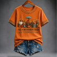 thumbnail image 2 of ZHOGXU Versatile Halloween Plaid Cartoon Print T Shirts For Women Short Sleeve O Neck Tee Tops Outdoor,Travel,Vacation,Orange1, 2 of 4