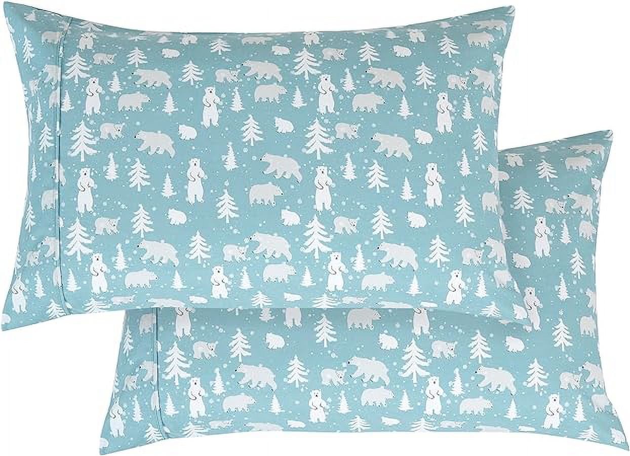 Elegant Comfort Soft 6-Piece Bed Sheets Set High-Quality Microfiber, Wrinkle & Fade Resistant, Holiday Pattern, King, Blue Polar Bear