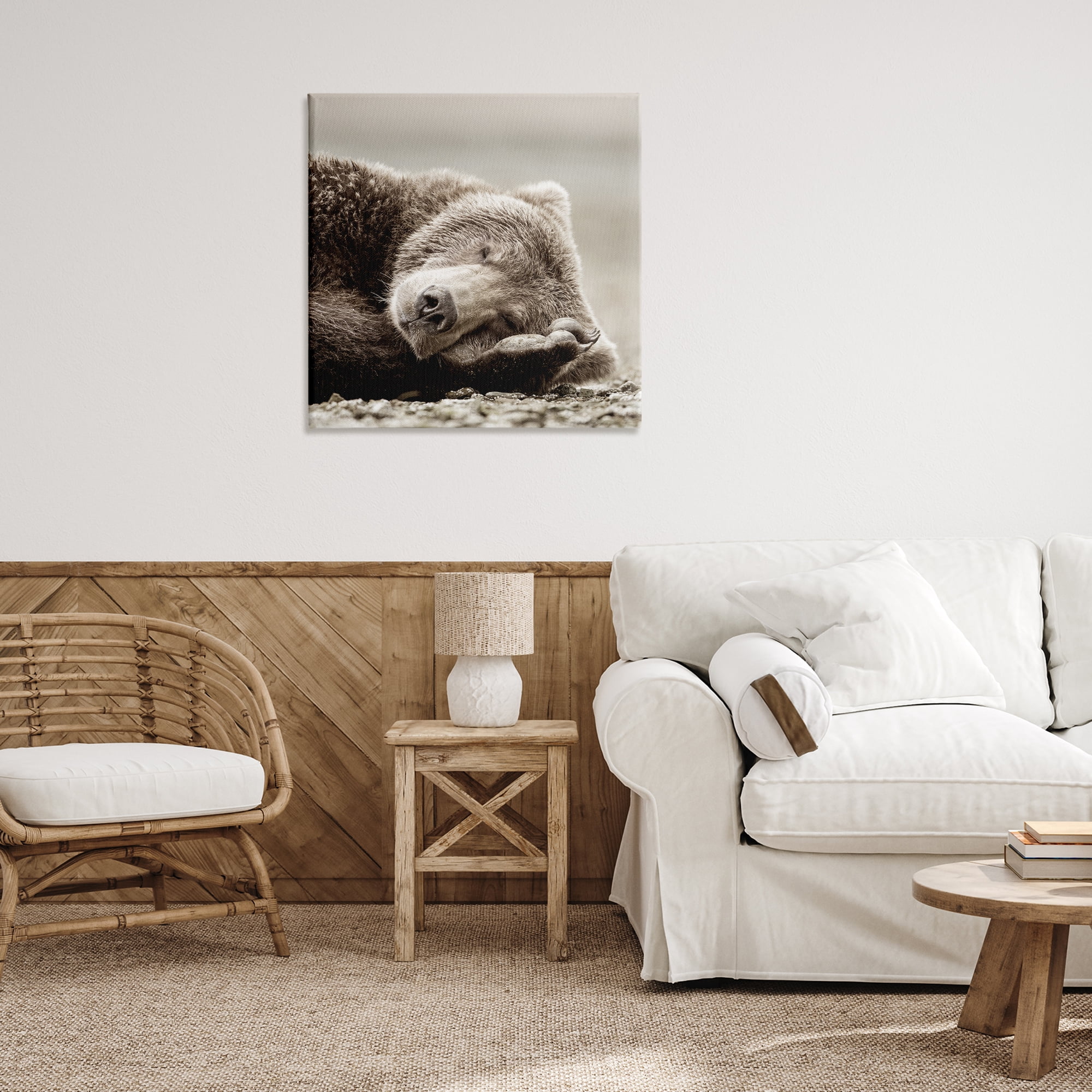 Stupell Industries Cozy Sleeping Bear Animals & Insects Photography Gallery Wrapped Canvas Art Print Wall Art, 30 x 30