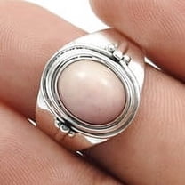 Pink Opal Gemstone Solid 925 Sterling Silver Wife Band Statement Ring Jewelry Size 8