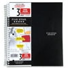 Five Star Wirebound Notebook, 3 Subject, Wide Ruled Sheets, 10 1/2" x 8", Black (73094)