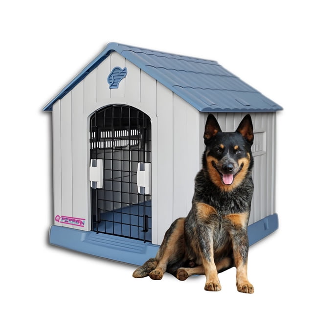 Casa Para Perro Q Perrón Raza Mediana Con Puerta Fácil De Ensamblar Y Limpiar