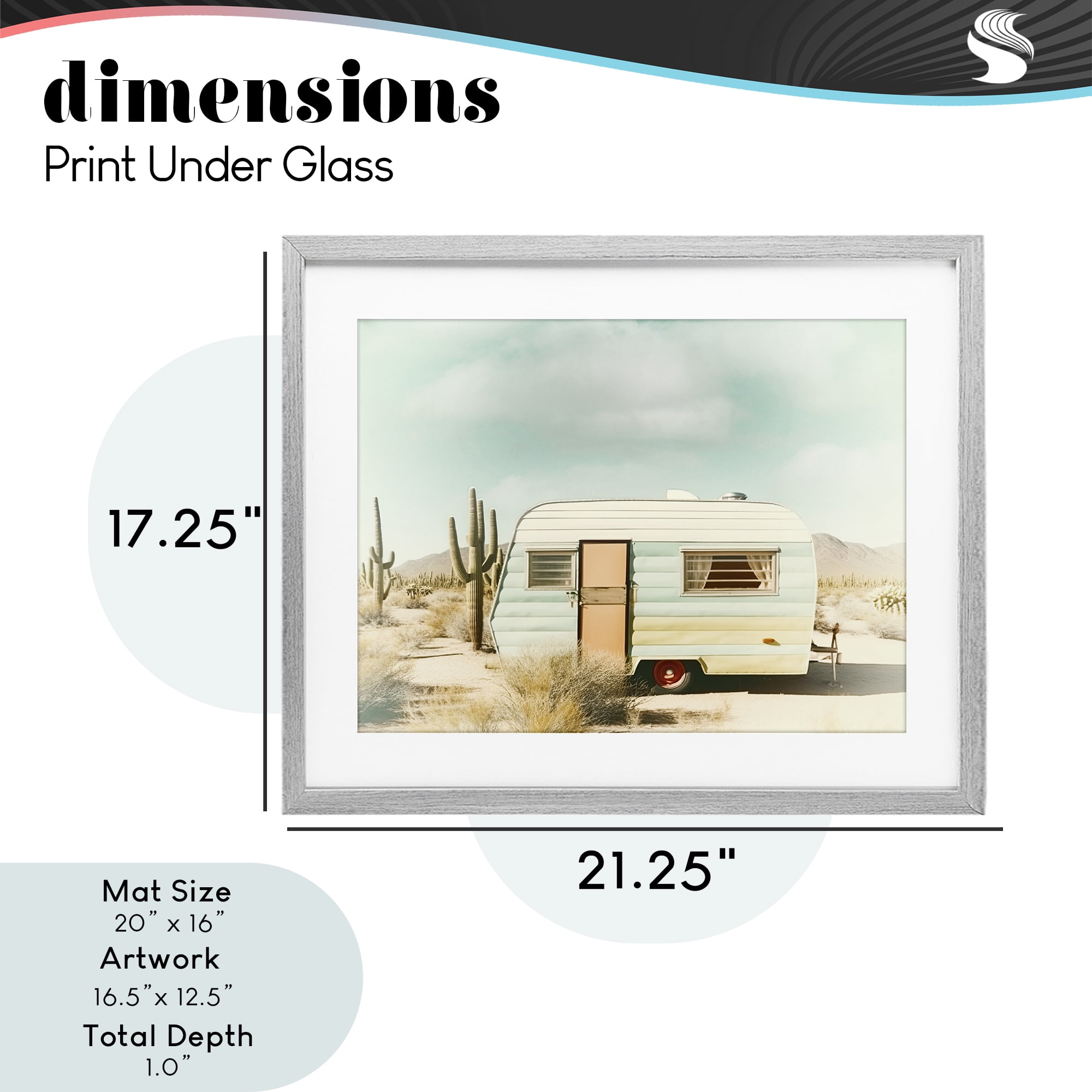 Desert Trip Vintage Gray Framed Print Under Glass, design by Decent Exposures