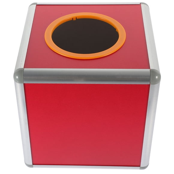 RUNROTOO 1Set Money Raffle Ticket Box Party Decoration Square Red Aluminum Alloy for Storage 7.9in